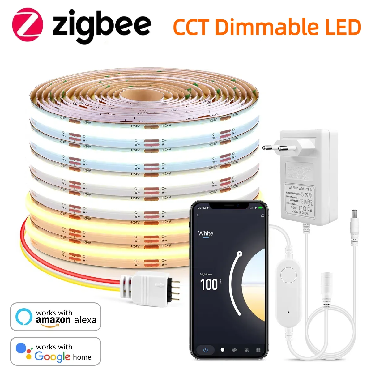 Zigbee 3.0 CCT 2700K-6500K Dim - Smart Home Hub Matter review and price