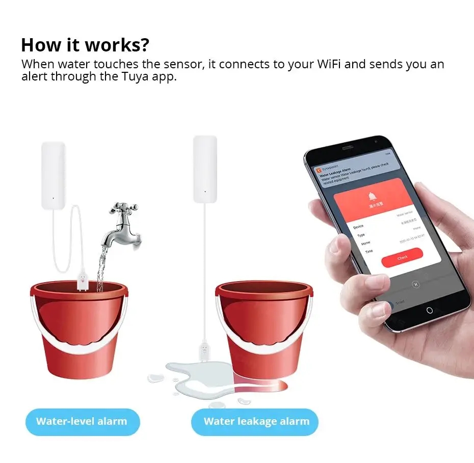 Tuya WiFi Smart Water Leak Sen - Smart Home Water Level Sensor review and price